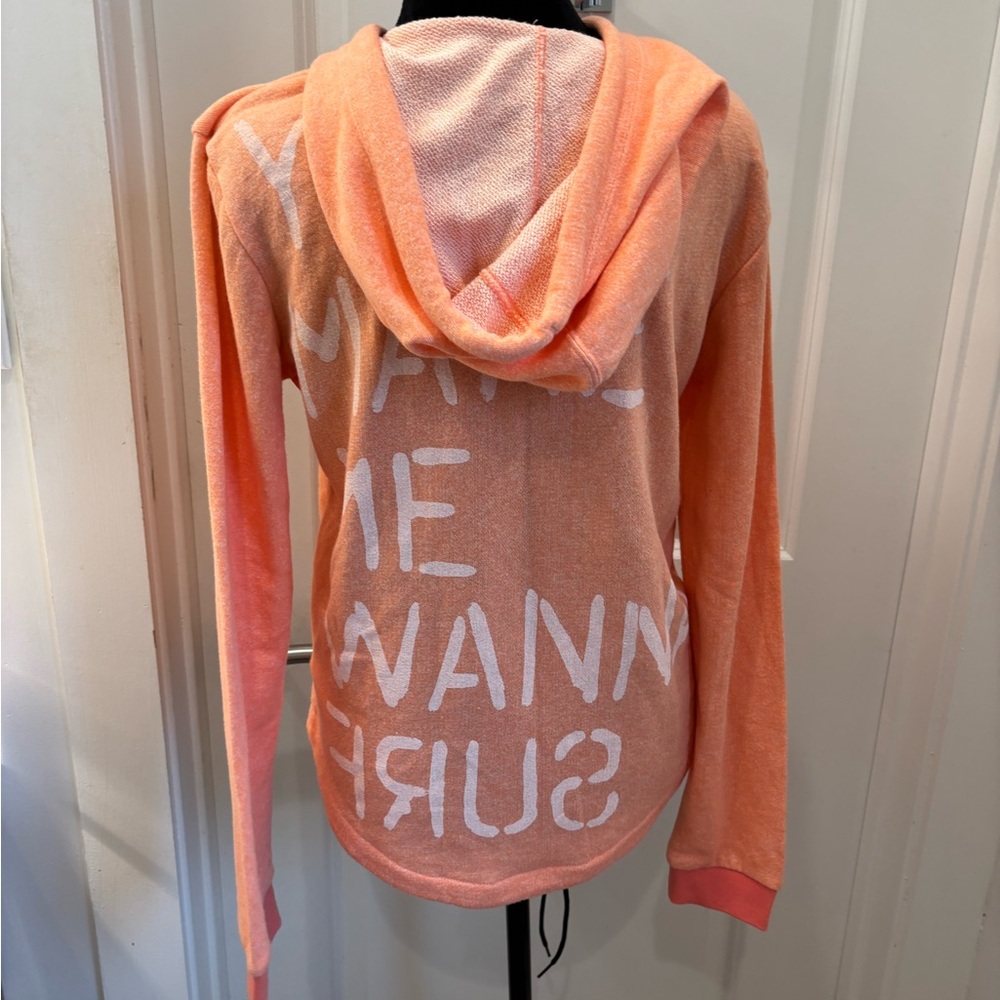 NWT Roxy “You Make Me Wanna Surf” Neon Peach Hoodie Sweatshirt - S